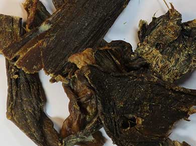 Roo jerky dog food up close